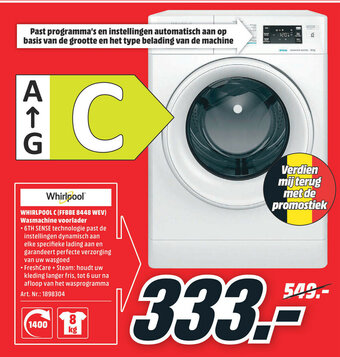 MediaMarkt Whirlpool C (FFBBE 8448 WEV) Wasmachine voorlader aanbieding