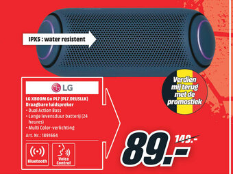 MediaMarkt LG XBOOM Go PL7 (PL7.DEUSLLK) Draagbare luidspreker aanbieding