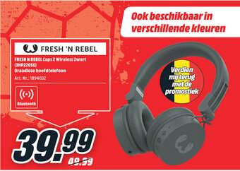 MediaMarkt Fresh N Rebel Caps 2 Wireless Zwart (3HP220SG) Draadloze hoofdtelefoon aanbieding