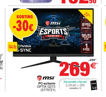 Cora MSI PC-scherm aanbieding
