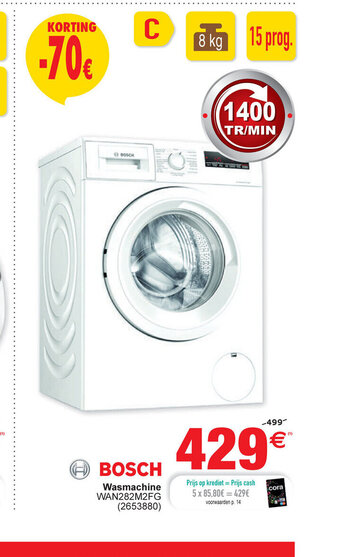 Cora Bosch Wasmachine WAN282M2FG aanbieding