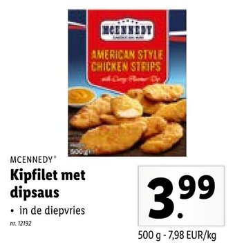 Lidl Mcennedy Kipfilet met dipsaus aanbieding