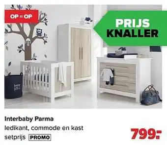 Baby-Dump Interbaby parma ledikant, commode en kast aanbieding