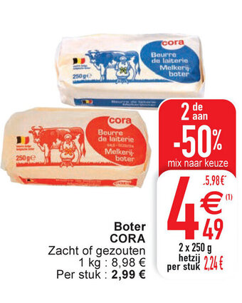 Cora Boter cora 2 x 250g aanbieding