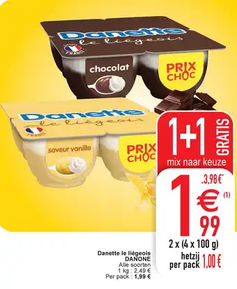 Cora Danette le liegeois danone aanbieding