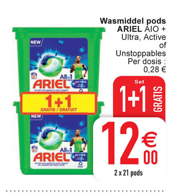 Cora Wasmiddel pods ariel aanbieding