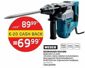 Brico Wesco boorhamer ws3189k aanbieding