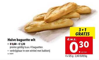 Lidl Halve Baguette Wit aanbieding