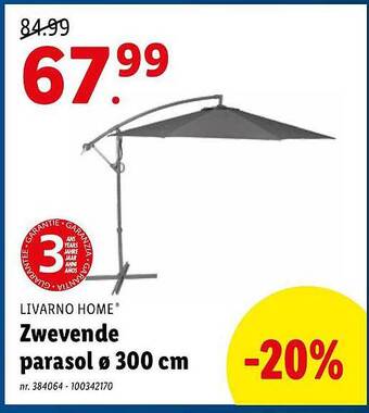 Lidl Zwevende Parasol 300 Cm aanbieding