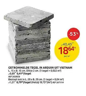 Brico Getrommelde Tegel In Arduin Uit Vietnam aanbieding