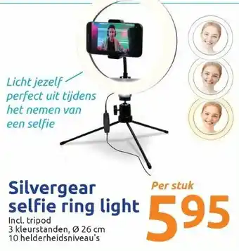 Action Silvergear selfie ring light aanbieding