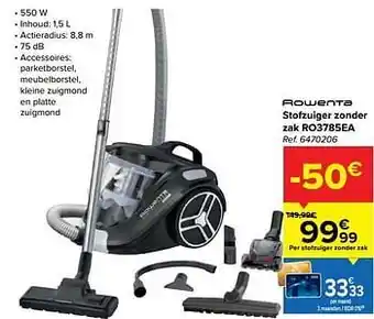 Carrefour Rowenta stofzuiger zonder zak ro3785ea aanbieding