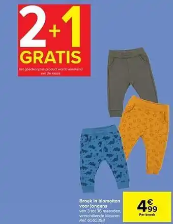 Carrefour Broek in biomolton voor jongens aanbieding