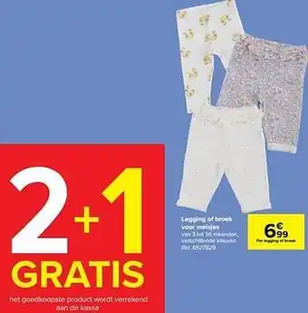 Carrefour Legging of broek voor meisjes aanbieding