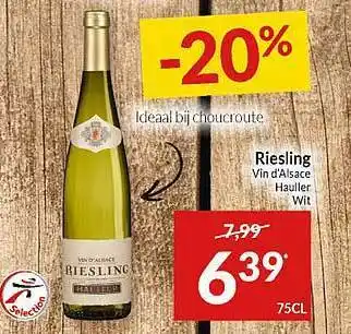 Intermarché Riesling Vin D'alsace 75 cl aanbieding