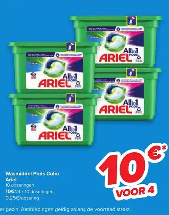 Carrefour Wasmiddel Pods Color Ariel 4 x 10 doseringer aanbieding