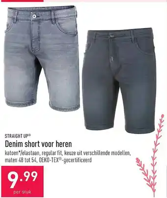 ALDI Straight Up Denim Short Voor Heren aanbieding