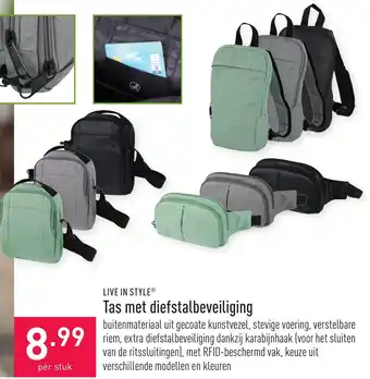 ALDI Live in Style Tas met Dienfstalbeveiliging aanbieding