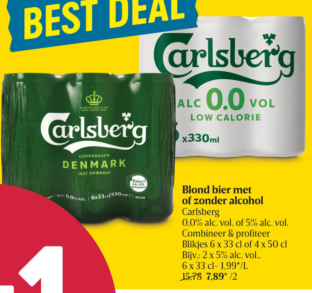 Carlsberg Blond Bier of Zonder Alcohol promotie bij Delhaize