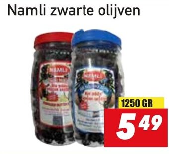 Tanger Markt Namli zwarte olijven aanbieding