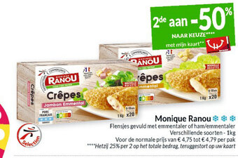 Intermarché Monique Ranou Flensjes Gevuld met Emmentaler of Ham/Emmentaler aanbieding