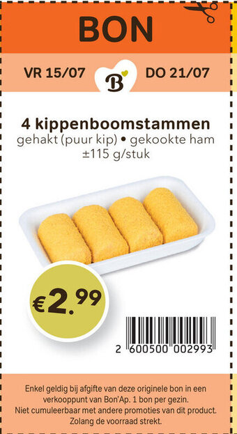 Bon Ap 4 Kippenboomstammen aanbieding