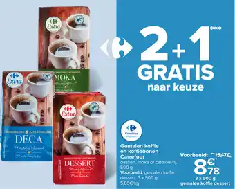 Carrefour Gemalen koffie en koffiebonen carrefour 3 x 500g aanbieding