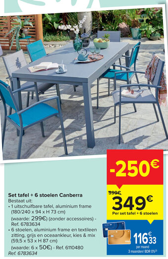 Carrefour Set tafel + 6 stoelen canberra aanbieding