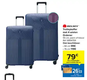 Carrefour Delsev trolleykoffer met 4 wielen ordener aanbieding