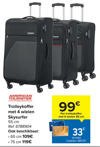 American tourister trolleykoffer met 4 wielen skysurfer