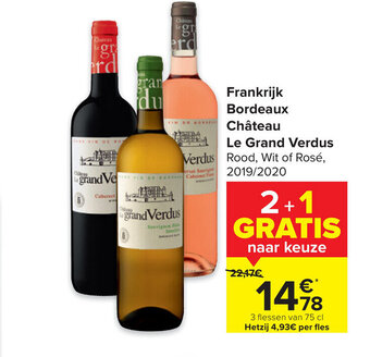 Carrefour Frankrijk bordeaux chateau le grand verdus aanbieding