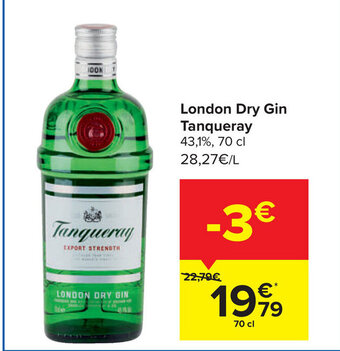 Carrefour London dry gin tanqueray 70cl aanbieding