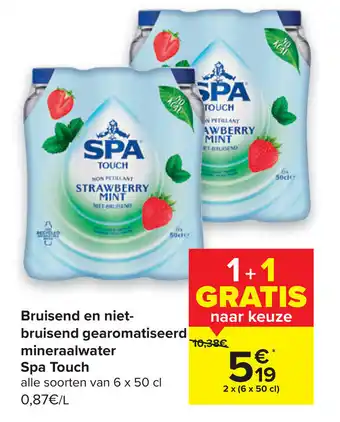 Carrefour Bruisend en niet- bruisend gearomatiseerd mineraalwater spa touch aanbieding