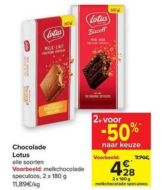 Carrefour Chocolade Lotus aanbieding
