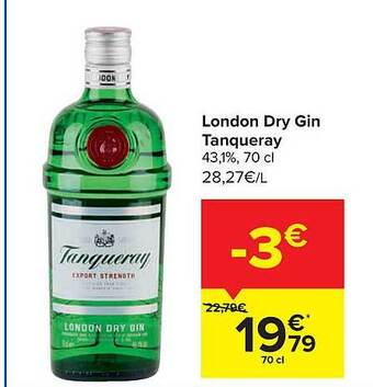 Carrefour London Dry Gin Tanqueray aanbieding