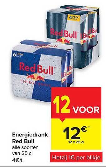 Carrefour Energiedrank Red Bull aanbieding