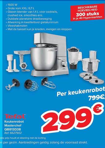 Carrefour Tefal Keukenrobot Masterchef Qb813d38 aanbieding