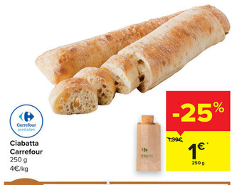 Carrefour Ciabatta carrefour 250g aanbieding