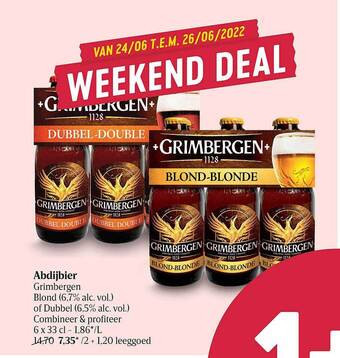 Delhaize Abdijbier Grimbergen Blond Of Dubbel aanbieding