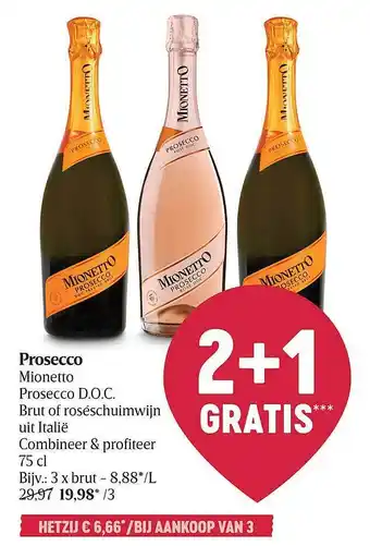 Delhaize Prosecco Mionetto Prosecco D.o.c. Brut Of Roséschuimwijn Uit Italië aanbieding