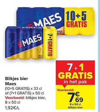 Carrefour Blikjes Bier Maes aanbieding