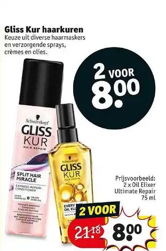 Kruidvat Gliss Kur Haarkuren 75 ml aanbieding