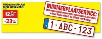 Hubo Autonummerplaat plexi klein model aanbieding