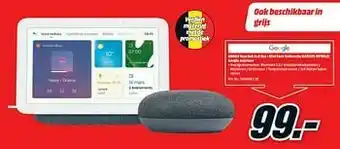 MediaMarkt Google nest hub 2nd gen + mini rock anthracite (ga01331-fr?bdl2) google assistant aanbieding