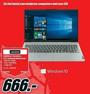 MediaMarkt Lenovo ip 5 15are05 az 15.6`` notebook mainstream aanbieding