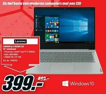 MediaMarkt Lenovo ip 3 14iil05 ci3 14`` notebook aanbieding