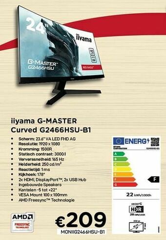 CompuDeals Iiyama g-master curved g2466hsu-b1 aanbieding