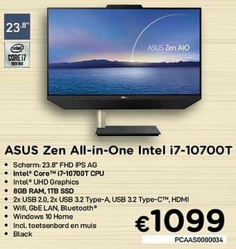 CompuDeals Asus zen all-in-one intel i7-10700t aanbieding