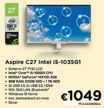 CompuDeals Acer aspire c27 intel i5-1035g1 aanbieding