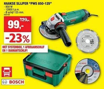 Hubo Bosch haakse slijper pws 850-125 aanbieding